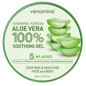 VENAMINE Korean Aloe Vera Soothing & Moisture Gel 100% For Face And Body 300ml