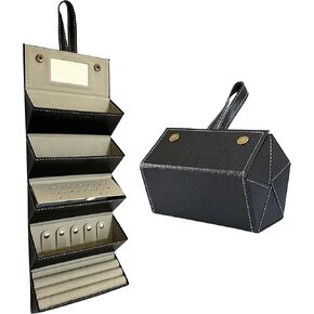 Longjet Travel Jewelry and Sunglasses Roll Organizer Case with Mirror for Rings, Necklaces, Earrings, Eyeglasses