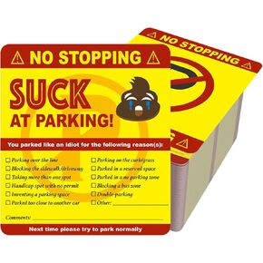 Bad Parking Cards 100 Pieces You Suck At Parking Card 4.72"X5.31" Funny Parking Violation Cards with Multi Violation Reasons