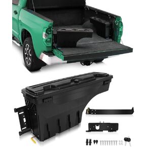 SCITOO Truck Bed Tool Box 180° Rotating Storage Tool Box Fit For Ford F-150 1997-2014 Left Side Waterproof Black