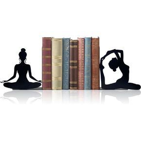 Yoga Pose Metal Decorative Bookends, Yoga Decor, Yoga Gifts for Women for Home, Bedroom, Bookshelf, Office Decor, Living Room Decor(Black) in Kuwait