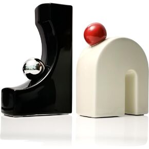 Ceramic Bookends Decorative 1 Pair, Chaos-Proof Shelves, Zen-Proof Mind, Book Shelf Accessories for Book Lovers