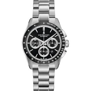 Hamilton Watch Jazzmaster Performer Auto Chrono | Swiss Made | 42mm Stainless Steel Case | Black Dial Analog Watch | Silver Stainless Steel Bracelet (Model: H36606130)