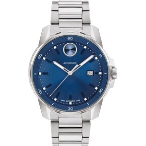 Movado Bold Verso Automatic Men Watch الفاخرة - الحركة السويسرية لتوليد الذات ، سوار من الفولاذ المقاوم للصدأ ، مقاومة الماء 100 متر (10ATM) - ساعة ميكانيكية كلاسيكية - هدية له - 43 ملم