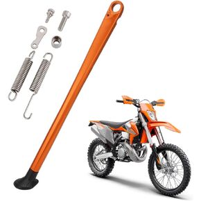 Dirt Bike Kickstand Motorcycle Side Kick Stand 7075 Aluminum with Springs Bolts for 150 200 250 300 350 400 450 500 505 530 EXC XC XCW XCF XCFW EXCF EXCR XCRW Supermoto Enduro Motocross Orange