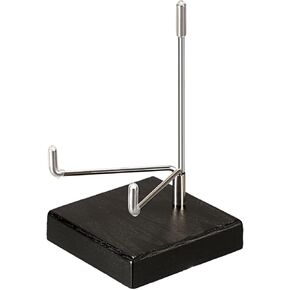 Hipiwe Adjustable Stainless Steel Arms Display Stand Wooden Base Rock Display Small Display Easel Holder for Displaying Fossil Coral Geodes Rock Mineral Agate Plate Seashell and Photos, 2"x2"x3.1"