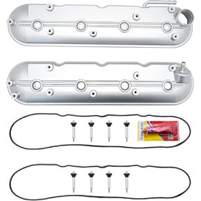 Engine Valve Covers w/Gaskets Left & Right for Chevy Silverado Express Suburban Tahoe Trailblazer GMC Envoy Savana Sierra Yukon Buick Rainier Cadillac Escalade 1999-2009, Replaces# 12570427 12582224