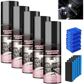 5PC Polishing Cleaner,Car Interior Cleaner with Fiber Cloths for Dashboard and Seat,Interior Detailer Cleaning & Decontamination,Suitable for Cars, Trucks, RVs, and Motorcycles