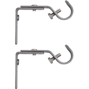 Kenney 5/8" Adjustable 2.5-3" Curtain Rod Mounting Brackets, Set of 2, Polished Pewter