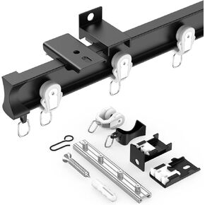 Flexible Bendable Aluminum Curtain Track Ceiling or Wall Mount (128inches /10.6FT)-Curtain Track for Curtains,Heavy-Duty Curtains Track,Black