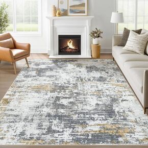 8x10 Area Rugs for Living Room: Washable Neutral Abstract Rug Large Soft Modern Rugs Indoor Non-Slip Carpet for Bedroom Dining Room Office(Grey Brown, 8'x10')