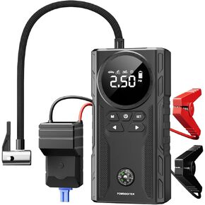 Jump Starter with Air Compressor, 3500A Portable Car Battery Jumper Starter Pack for All Gas and 8.0 Diesel, Tire Inflator with USB Ports, LCD Display, Storage Case, and LED Flashlight