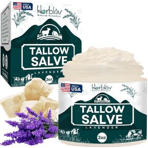 Beef Tallow Salve – All Natural Grass Fed Beef Tallow & Honey All Purpose Balm – Moisturizing Body Salve Great for Eczema, Cracked, Dry, Itchy, Irritated Skin – Skin Repair Skincare Made in USA