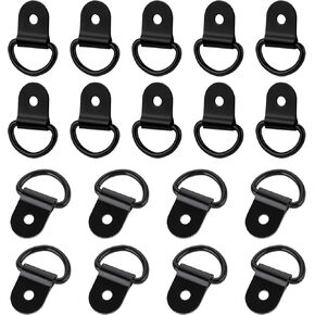 18 PCS D Rings Tie أسفل المرساة ، حلقات D TIE Downs Black D حلقات مرساة تربط حلقات ربط أسفل الخطافات حلقات لأسفل لمقطورات سطح الشاحنة السطح (أسود)