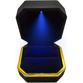 GBYAN Ring Box with LED Light Jewelry Display Gift Box for Proposal,Engagement, Wedding (black)