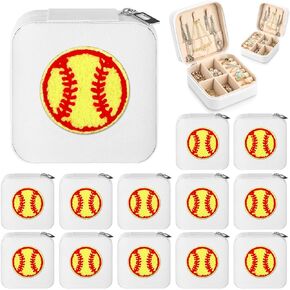 Leinuosen 12 Pack Softball Gifts Jewelry Case for Women, Softball Senior Night Gifts, Chenille Jewelry Box for Team, Graduates