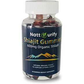 Shilajit Gummies - Sugar-Free, 100% Pure Shilajit, 600mg Per Serving - Organic Daily Supplement for Adults - One-Month Supply (Pack of 60)
