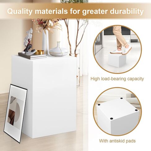 Cube Display Pedestal Stand for Bridal Shop, Square White Display Risers Columns, Party Event Decor Platform Base Tables for Boutiques Wedding Birthday Party Exhibition (15.7*15.7*23.6in) in Saudi Arabia