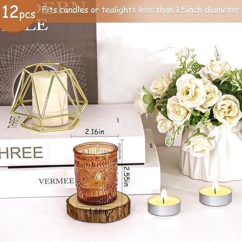 4 Pcs Blue Glass Votive Candle Holders, Tealight Candle Holders for Table Centerpieces, Vintage Candle Holder Bulk, Boho Wedding, Home, Bridal Shower, Birthday Party Table Decor (Blue) in Kuwait