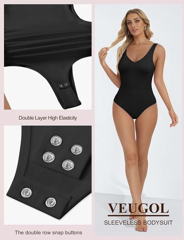 Women’s Sexy Deep V Neck Sleeveless Bodysuits Double Lined Backless Basic Tank Thong Body Suits for Going Out in Saudi Arabia