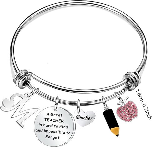 شكرًا لك Silver A - Z 26 هدية Bangle الأولي في يوم عيد الشكر في يوم المعلم ، عودة الطالب إلى نهاية موسم التخرج للمدرسة للمعلم in Kuwait