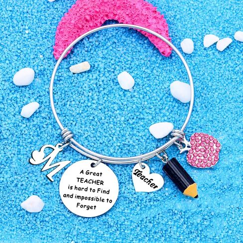 شكرًا لك Silver A - Z 26 هدية Bangle الأولي في يوم عيد الشكر في يوم المعلم ، عودة الطالب إلى نهاية موسم التخرج للمدرسة للمعلم in Kuwait