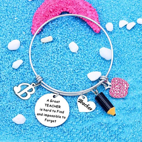 شكرًا لك Silver A - Z 26 هدية Bangle الأولي في يوم عيد الشكر في يوم المعلم ، عودة الطالب إلى نهاية موسم التخرج للمدرسة للمعلم in Kuwait