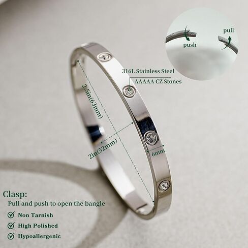 Kainier Gold Bracelets Sets for Women 4pcs Love Bangle Bracelet Cubic Zirconia Tennis Cuban Chain Stacking Gift for Love Gold/Silver in Kuwait