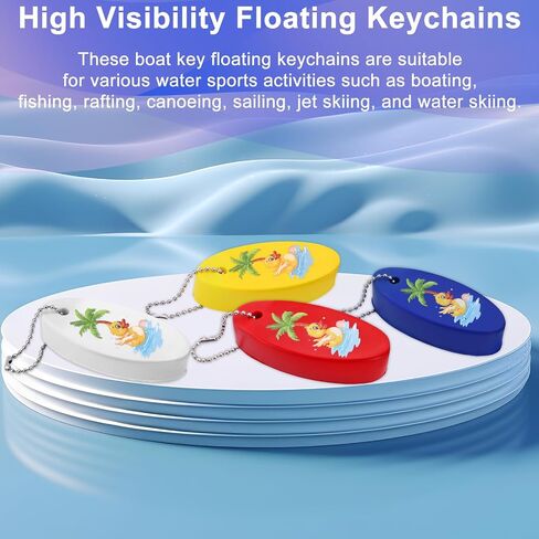 4pcs Floating Keychains for Boating, Fishing, Surfing & Water Sports, Bright PU Floating Key Ring Boat Keyring in Saudi Arabia