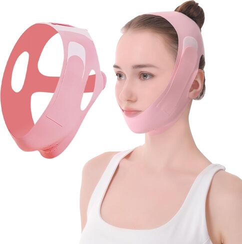 Reusable V-Line Mask, Chin Strap For Sleeping【Lifting Effect】【Skin Friendly】【Easy To Use】Double Chin Reducer, Jawline Shaper For Women, Blue in Saudi Arabia