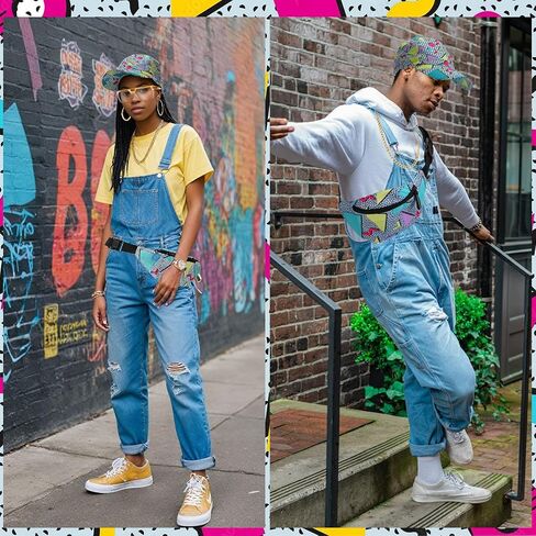 XEPST 80s 90s Hip Hop Accessories for Women Men, 80s 90s Outfits Neon Fanny Pack Hat Sunglasses Gold Chain Earrings in Saudi Arabia