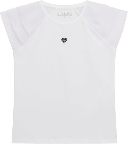 GUESS Girls' Short Sleeve T-Shirt with Chiffon Detail in Saudi Arabia