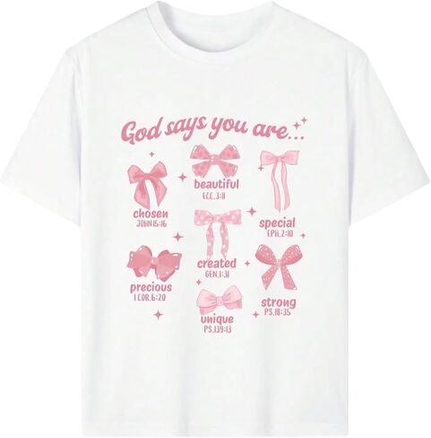 Girl's Cute Graphic T Shirts Short Sleeve Crewneck Tees Summer Trendy Preppy Tops Clothes in Saudi Arabia