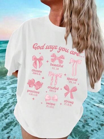 Girl's Cute Graphic T Shirts Short Sleeve Crewneck Tees Summer Trendy Preppy Tops Clothes in Saudi Arabia