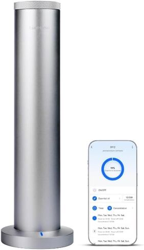 Wireless Essential Oil Diffuser: Smart Anti-Tip Aroma Diffuser with 3 Mist Modes, 1200 sq ft Coverage, Bluetooth Remote Control, Timer, Quiet Metal Body for Hotel Office Bedroom Large Home in Saudi Arabia
