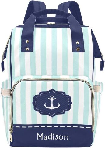 Nautical Anchor Personalized Diaper Bag Backpack Tote with Name,Custom Travel Nappy Mommy Bag Backpack in Kuwait