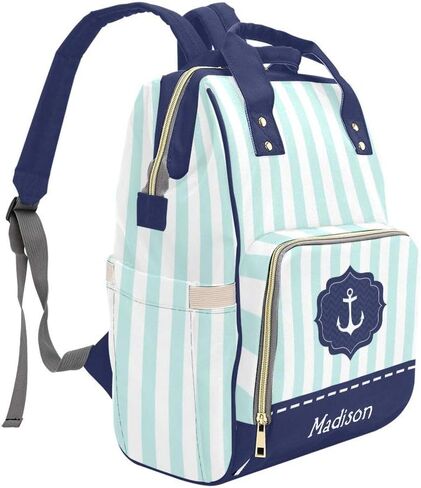 Nautical Anchor Personalized Diaper Bag Backpack Tote with Name,Custom Travel Nappy Mommy Bag Backpack in Kuwait