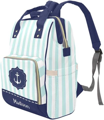 Nautical Anchor Personalized Diaper Bag Backpack Tote with Name,Custom Travel Nappy Mommy Bag Backpack in Kuwait