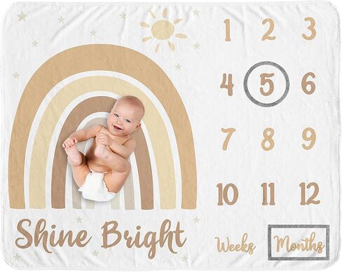 Sweet Jojo Designs Boho Desert Sun Girl Milestone Blanket Monthly Newborn First Year Growth Mat Baby Shower Memory Keepsake Gift Picture - Blush Pink Mauve Gold Taupe Bohemian Watercolor Mountains in Saudi Arabia