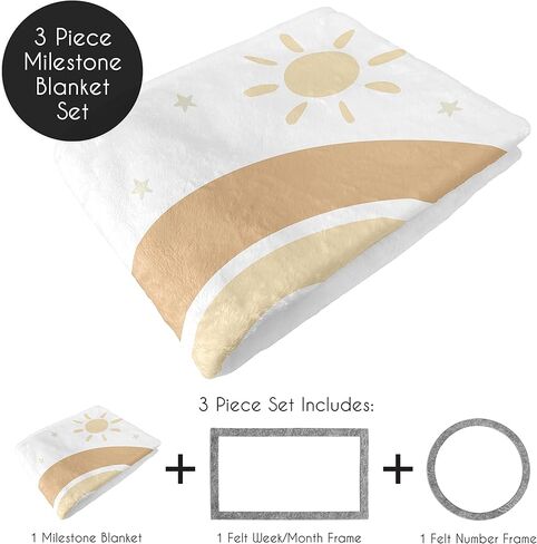 Sweet Jojo Designs Boho Desert Sun Girl Milestone Blanket Monthly Newborn First Year Growth Mat Baby Shower Memory Keepsake Gift Picture - Blush Pink Mauve Gold Taupe Bohemian Watercolor Mountains in Saudi Arabia
