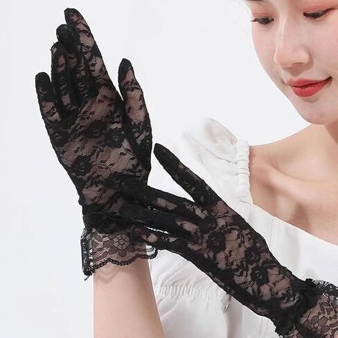 Lace Gloves Women Tea Party Elegant Short Vintage Summer Glove for Dressy Women Wedding Party in Kuwait