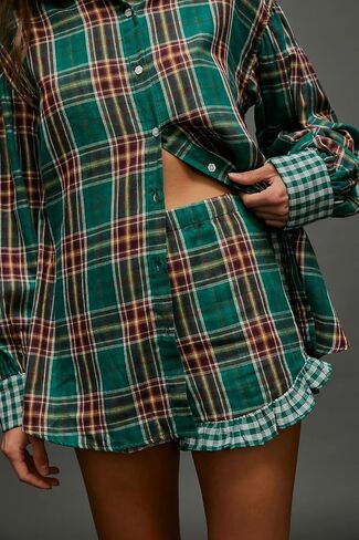 Liltwist Womens Scheered Stripe Pajama مجموعات قميص طويل الأكمام PJS 2 قطعة زر أسفل الأزهار طباعة ملابس النوم in Kuwait