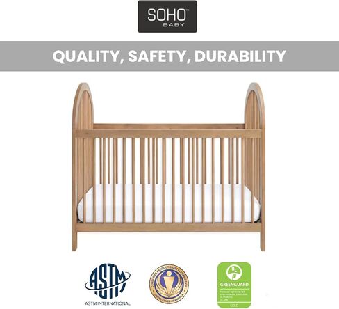 Oxford Baby Everlee Modern High Arch 3-in-1 Convertible Island Crib with Round Spindles, Honey Wood in Saudi Arabia