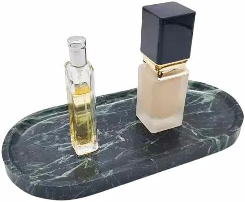 Emerald Green Marble Tray | Bathroom Jewelry Organizer | Spa-Quality Perfume Tray for Dresser, Nightstand, Makeup Table | Natural Stone & Non-Slip Base,9.8"x4.7"x0.6" in Saudi Arabia