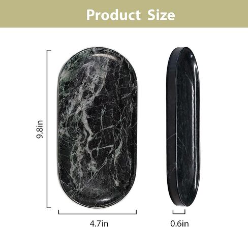 Emerald Green Marble Tray | Bathroom Jewelry Organizer | Spa-Quality Perfume Tray for Dresser, Nightstand, Makeup Table | Natural Stone & Non-Slip Base,9.8"x4.7"x0.6" in Saudi Arabia