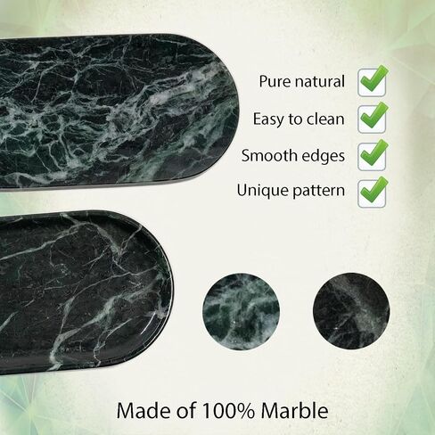 Emerald Green Marble Tray | Bathroom Jewelry Organizer | Spa-Quality Perfume Tray for Dresser, Nightstand, Makeup Table | Natural Stone & Non-Slip Base,9.8"x4.7"x0.6" in Saudi Arabia