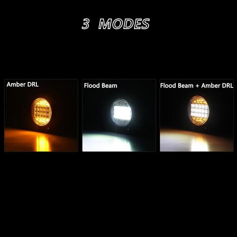 جراب خفيف مستدير LED مع Amber DRL-4 بوصة 12V مقاوم للماء ، حزمة الفيضان مساعدين على الطرق in Saudi Arabia