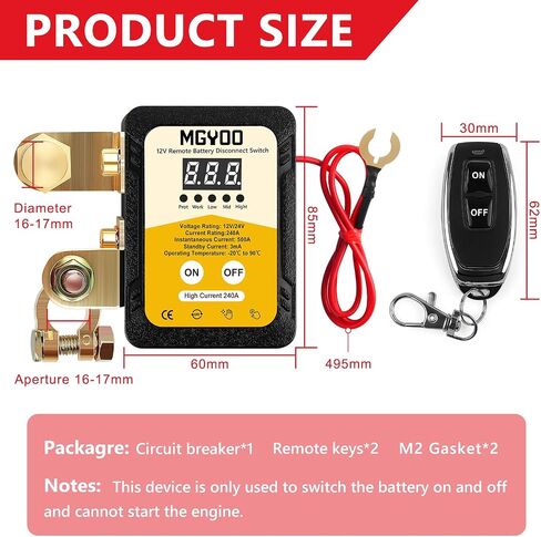 Kill Switch 12V 500A Remote Battery Disconnect Switch Anti-Theft Auto Battery Shut/Cut Off Switch for Car RV ATV Truck Boat in Saudi Arabia