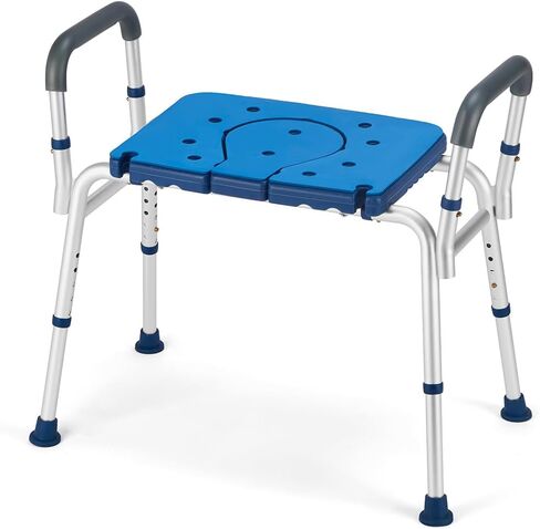 GreenChief Shower Chair with Arms and Back 350 LB, Folding Bath Chair Adjustable, Shower Seat Cutout for Private Washing, Heavy Duty Shower Chair for Senior, Elderly, Disabled, Bariatric in Kuwait