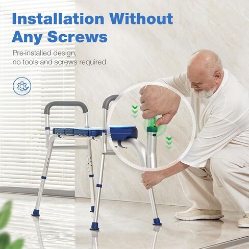 GreenChief Shower Chair with Arms and Back 350 LB, Folding Bath Chair Adjustable, Shower Seat Cutout for Private Washing, Heavy Duty Shower Chair for Senior, Elderly, Disabled, Bariatric in Kuwait